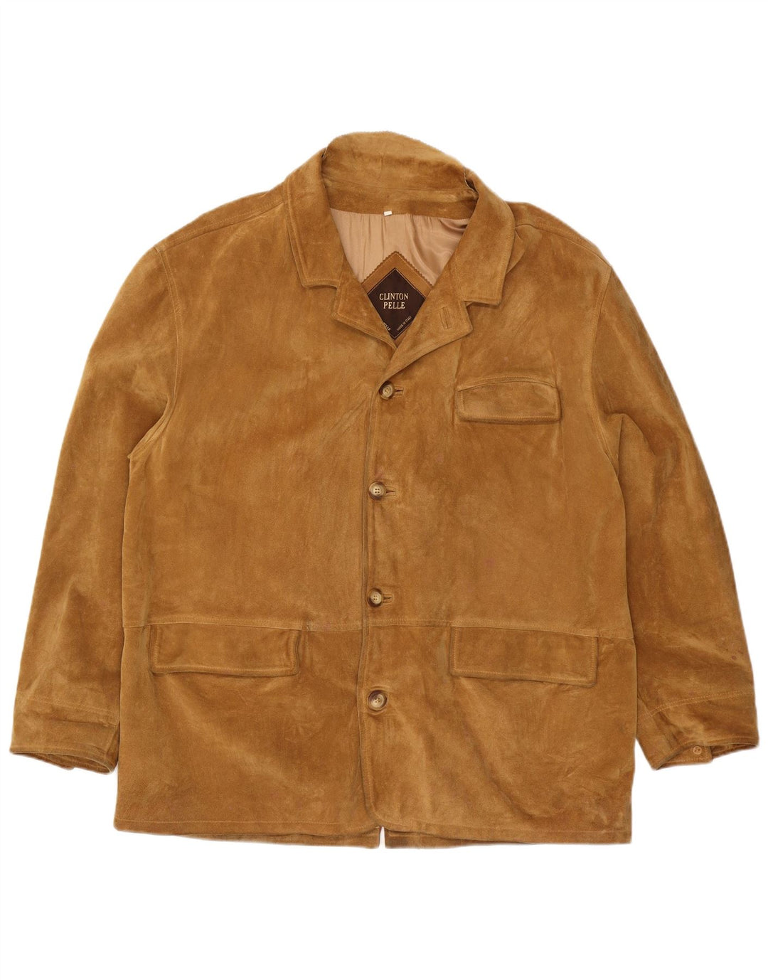 Vintage Ανδρικό τζάκετ 4 κουμπιών Suede Blazer IT 56 3XL Beige