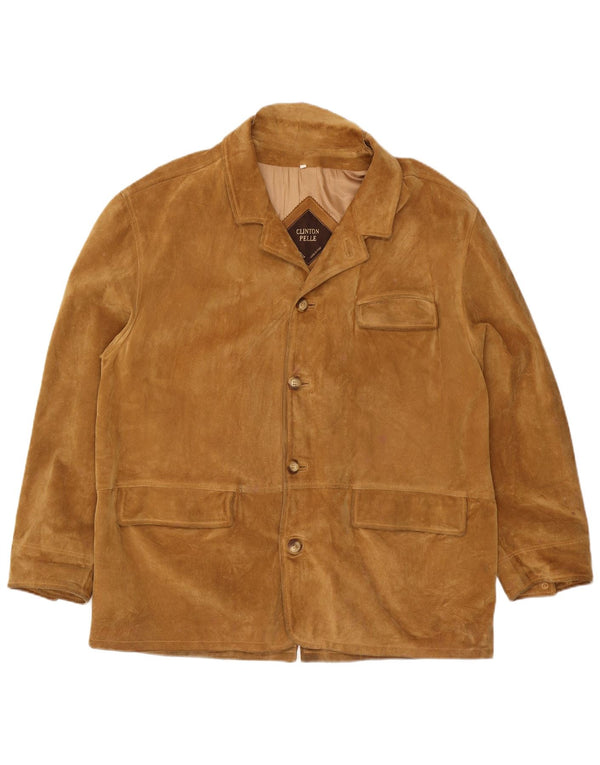 Vintage Ανδρικό τζάκετ 4 κουμπιών Suede Blazer IT 56 3XL Beige