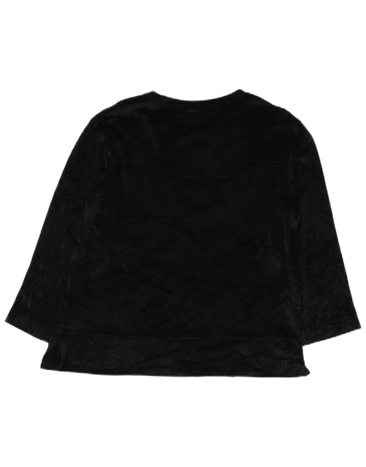 Max Mara Γυναικείο βελούδινο τοπ 3/4 μανίκι UK 16 Large Black Rayon