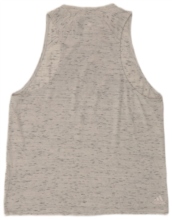 ADIDAS Womens Graphic Vest Top UK 12/14 Medium Grey Flecked