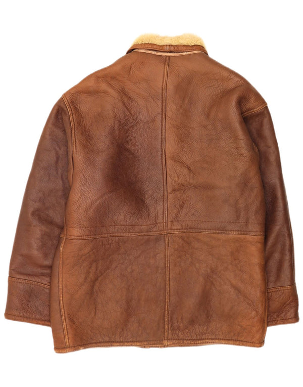 Vintage Ανδρικό Shearling Jacket UK 38 Medium Brown