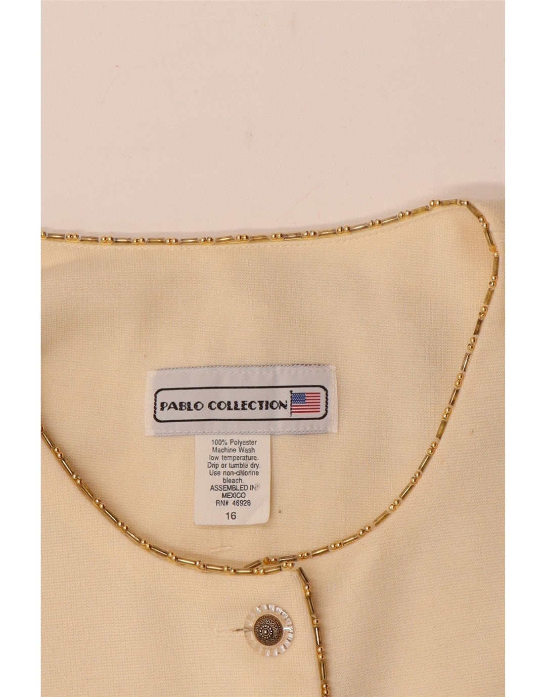 Vintage γυναικείο σακάκι με 5 κουμπιά UK 16 Large Off White Polyester