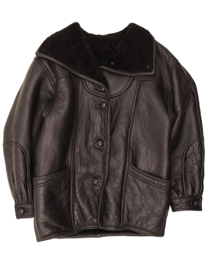 Vintage Γυναικείο Shearling Jacket UK 16 Large Black