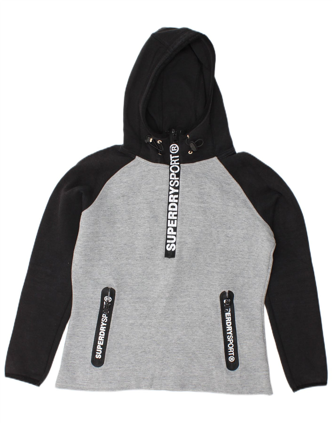 Γυναικείο γραφικό κουκούλα SUPERDRY UK 14 Medium Grey Colourblock