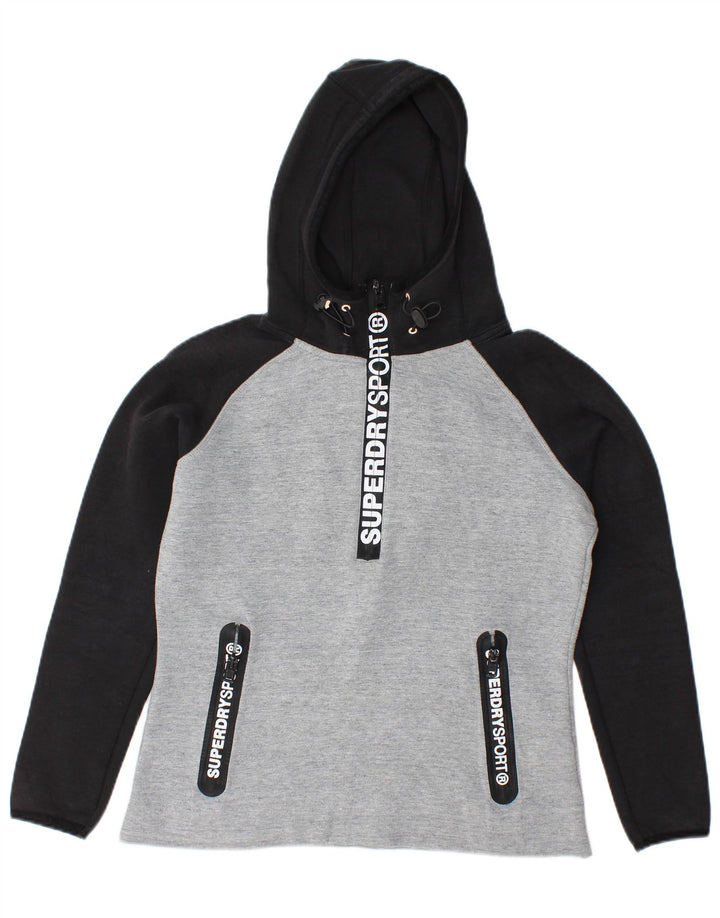 Γυναικείο γραφικό κουκούλα SUPERDRY UK 14 Medium Grey Colourblock