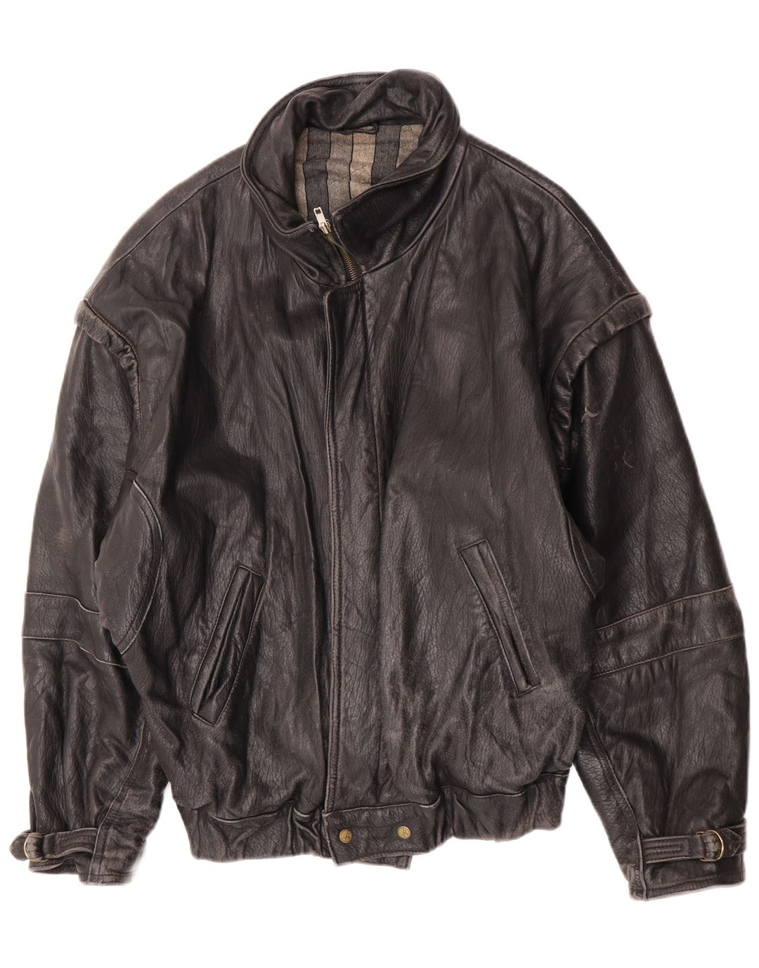 Vintage Γυναικείο Δερμάτινο Μπουφάν IT 52 2XL Μαύρο Δερμάτινο