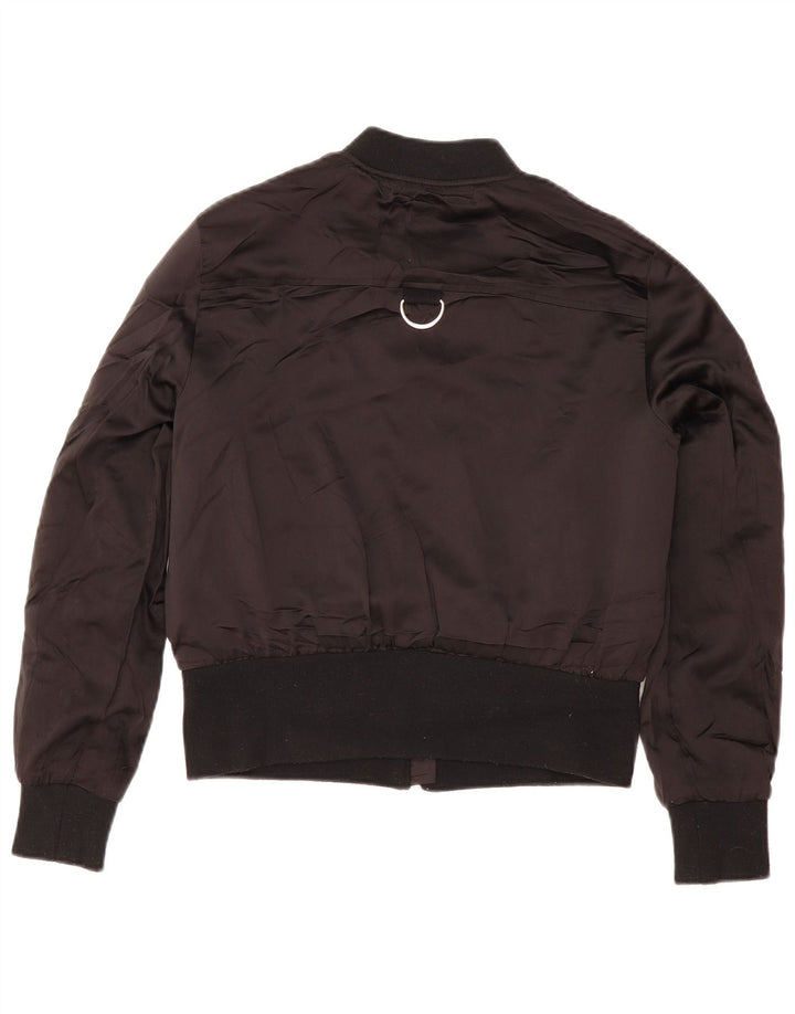 Zara Γυναικείο Bomber Jacket UK 14 Medium Black Polyester