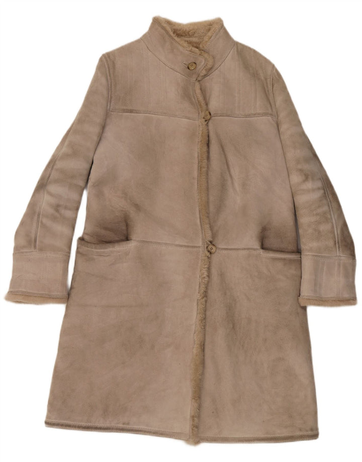Vintage Γυναικείο Παλτό Shearling IT 46 Large Beige Leather