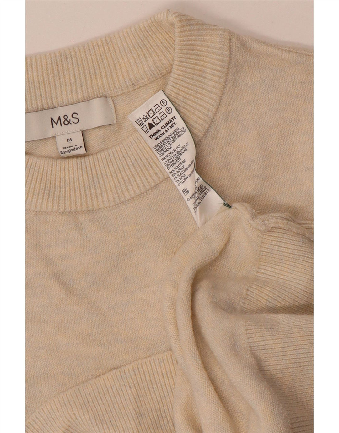 Marks & Spencer Γυναικείο πουλόβερ με λαιμόκοψη UK 14 Medium Beige Flecked