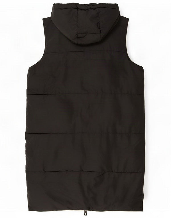 Zara Womens Longline Hooded Reversible Padded Gilet UK 6 XS Black