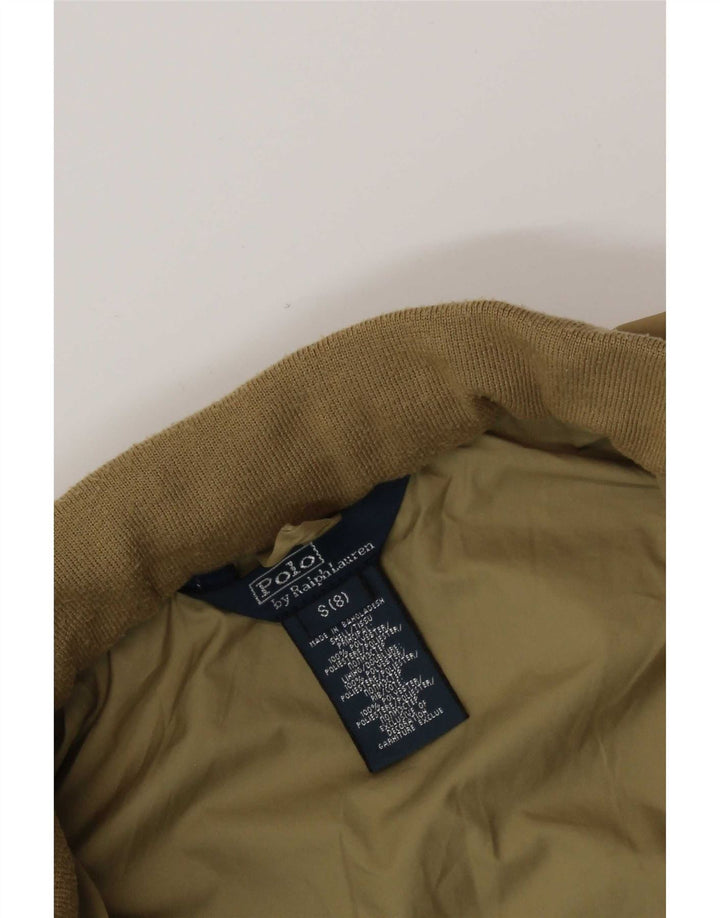 Polo Ralph Lauren Boys Hooded Bomber Jacket 7-8 Years Small Beige Polyester