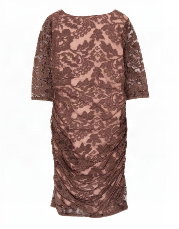 Phase Eight Womens 3/4 Sleeve Bodycon Dress UK 12 Medium Brown Floral