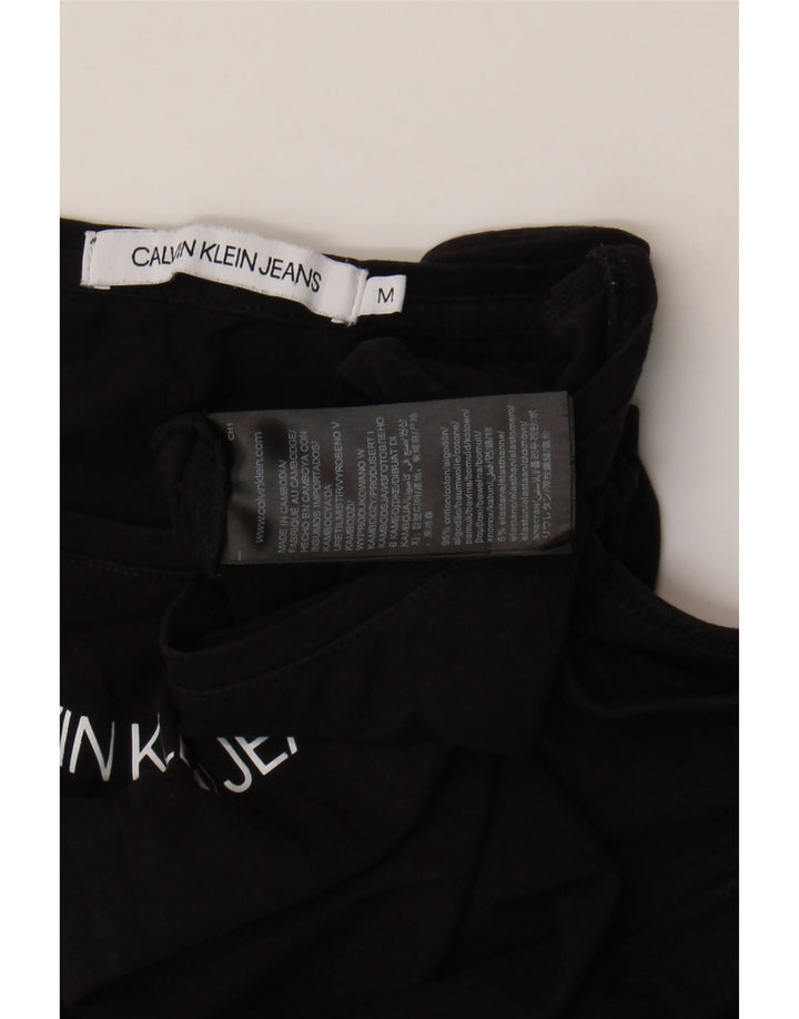 Calvin Klein Jeans Γυναικείο γραφικό αμάνικο κορμάκι UK 12 Medium Black
