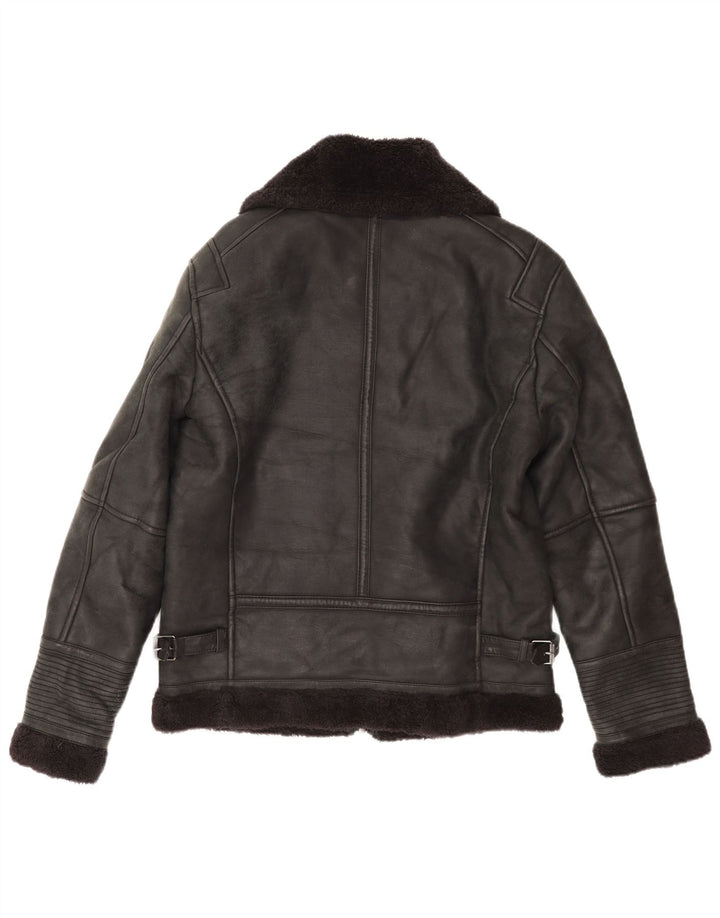 Zara Ανδρικό Shearling Jacket UK 38 Medium Black