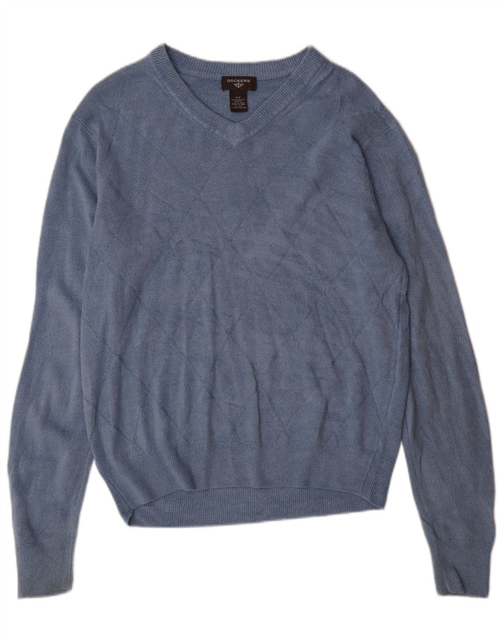 Dockers Ανδρικό πουλόβερ με λαιμόκοψη με λαιμόκοψη μικρό μπλε Argyle/Ακρυλικό διαμάντι