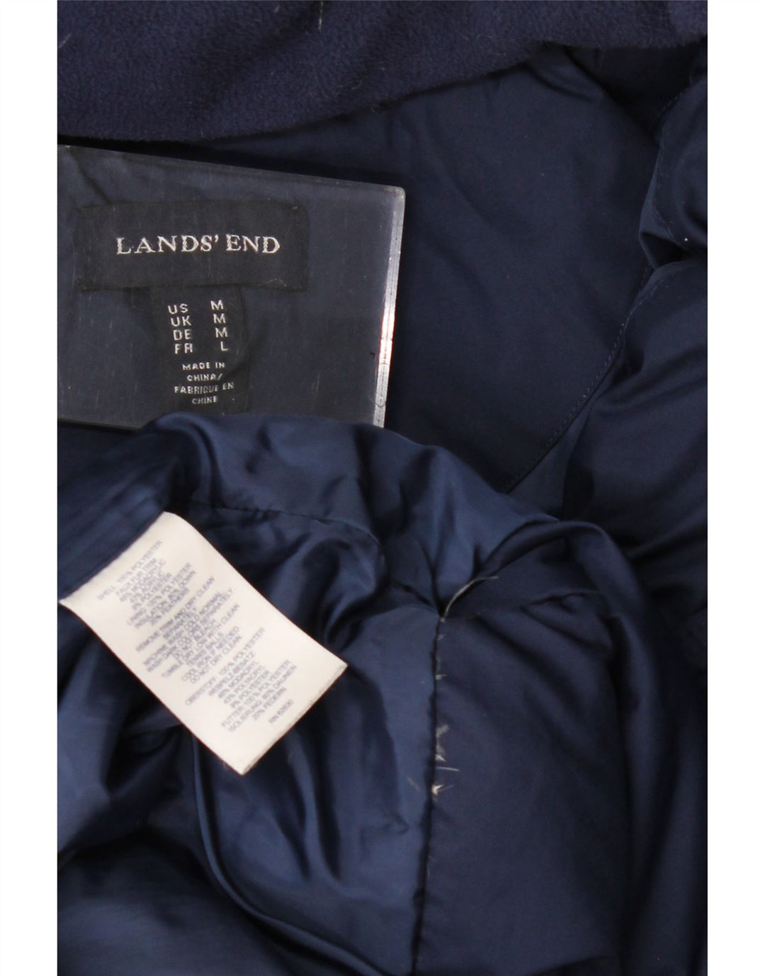 Lands End Γυναικείο παλτό με κουκούλα με επένδυση UK 14 Medium Navy Blue Polyester