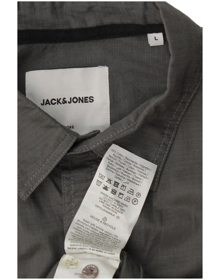 Jack & Jones Ανδρικό κοντομάνικο πουκάμισο μεγάλο γκρι βαμβακερό