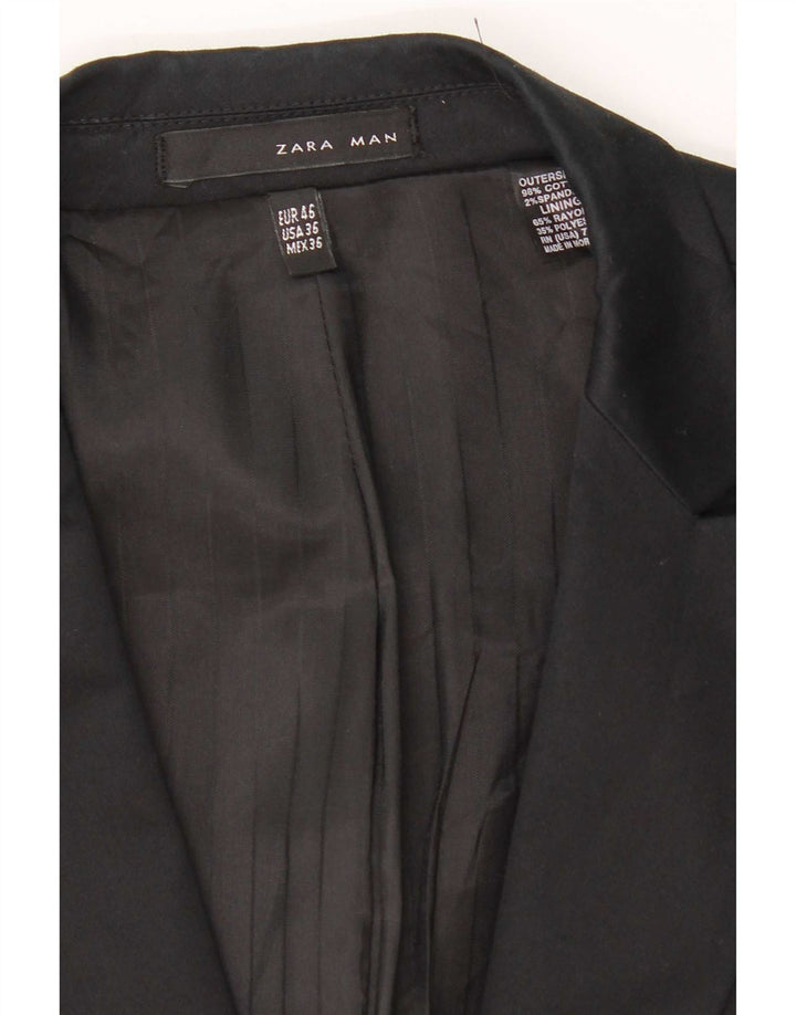 Zara Ανδρικό σακάκι σακάκι με 1 κουμπί EU 46 Μικρό μαύρο βαμβακερό