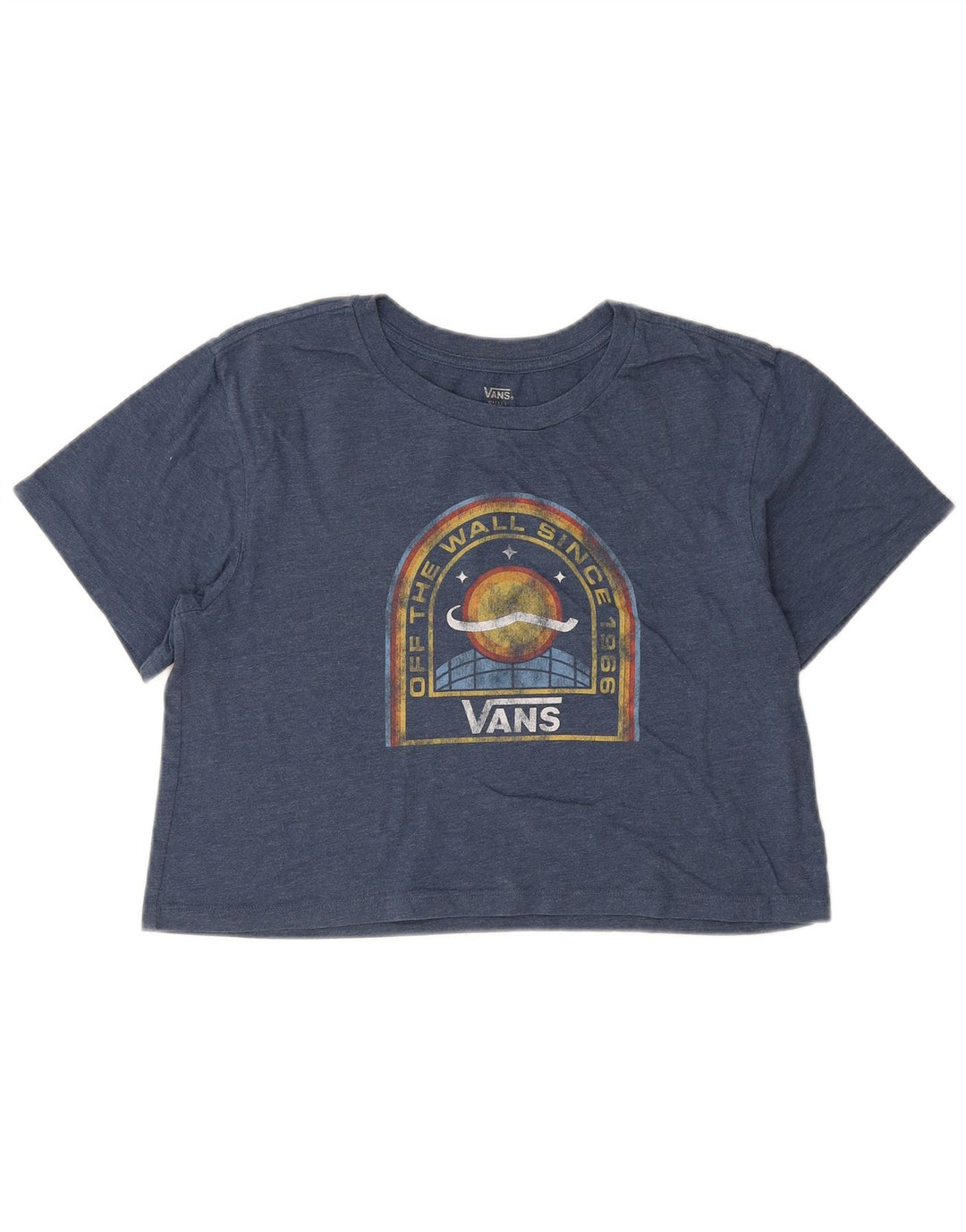 Vans Womens Crop Oversized γραφικό T-Shirt Top UK 10 Small Blue