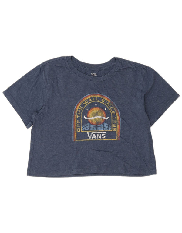 Vans Womens Crop Oversized γραφικό T-Shirt Top UK 10 Small Blue