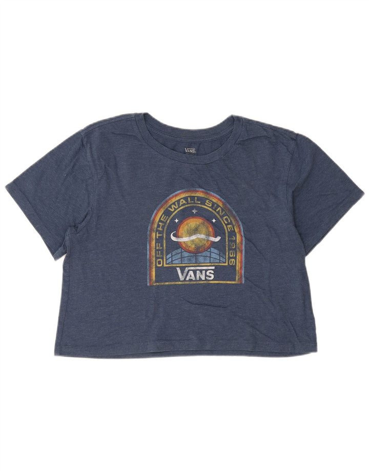 Vans Womens Crop Oversized γραφικό T-Shirt Top UK 10 Small Blue