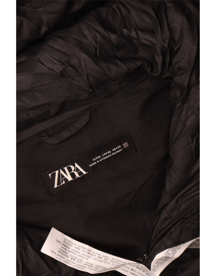 Zara Γυναικείο μπουφάν με κουκούλα UK 18 XL μαύρο πολυεστέρα