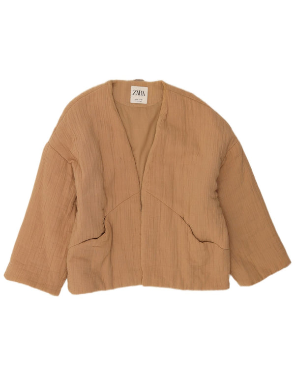 Zara Γυναικείο Oversized Open Bomber Jacket UK 16 Large Brown Βαμβακερό