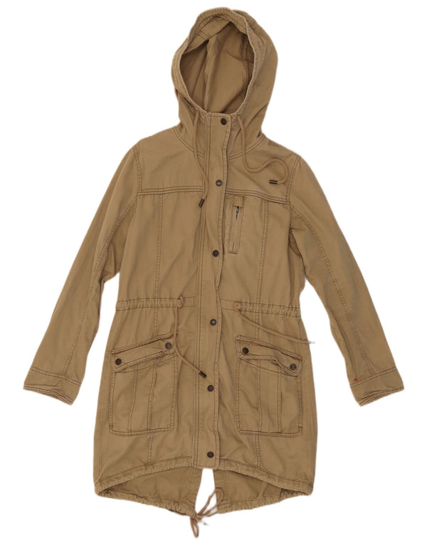 Abercrombie & Fitch γυναικείο μπουφάν Parka με κουκούλα UK 10 Small Khaki Cotton