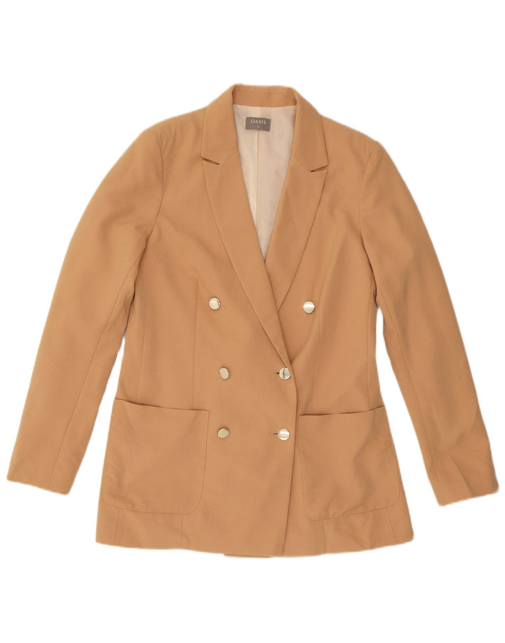 Oasis Γυναικείο σακάκι με διπλό στήθος UK 10 Small Beige Polyester