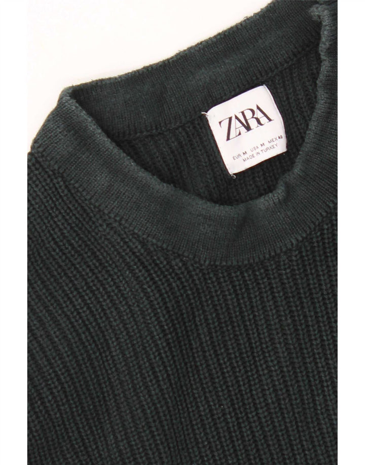 Ανδρικό πουλόβερ Zara με λαιμόκοψη μεσαίο πράσινο
