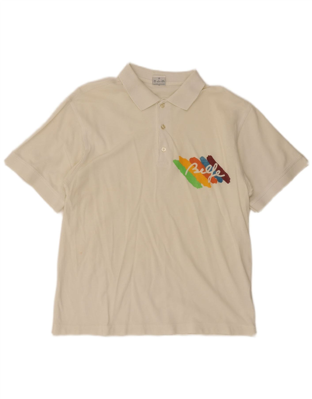 Belfe & Belfe Ανδρικό γραφικό πόλο μπλουζάκι UK 40 Medium White