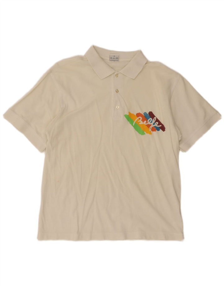 Belfe & Belfe Ανδρικό γραφικό πόλο μπλουζάκι UK 40 Medium White
