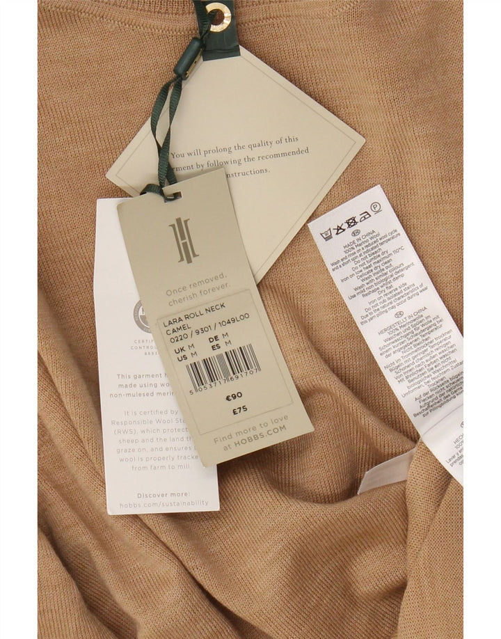 Hobbs γυναικείο πουλόβερ με ρολό λαιμόκοψη UK 14 μεσαίο καφέ μαλλί Merino