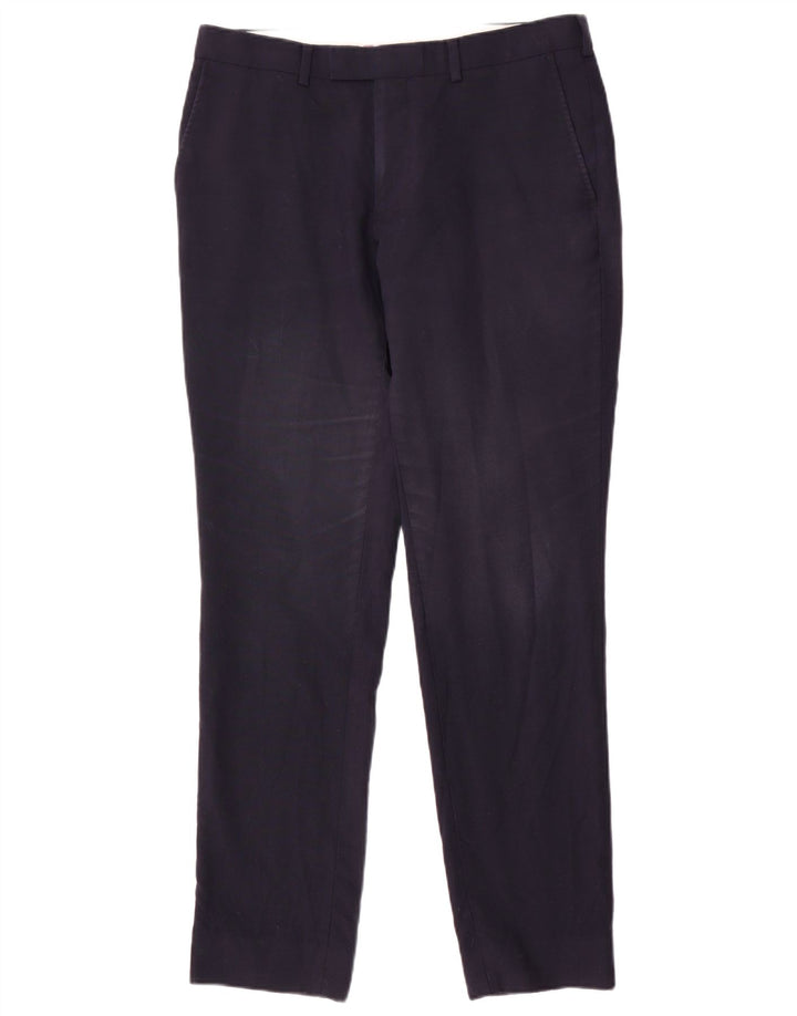 Ανδρικό παντελόνι Marks & Spencer Slim Fit Suit W32 L31 Navy Blue Wool