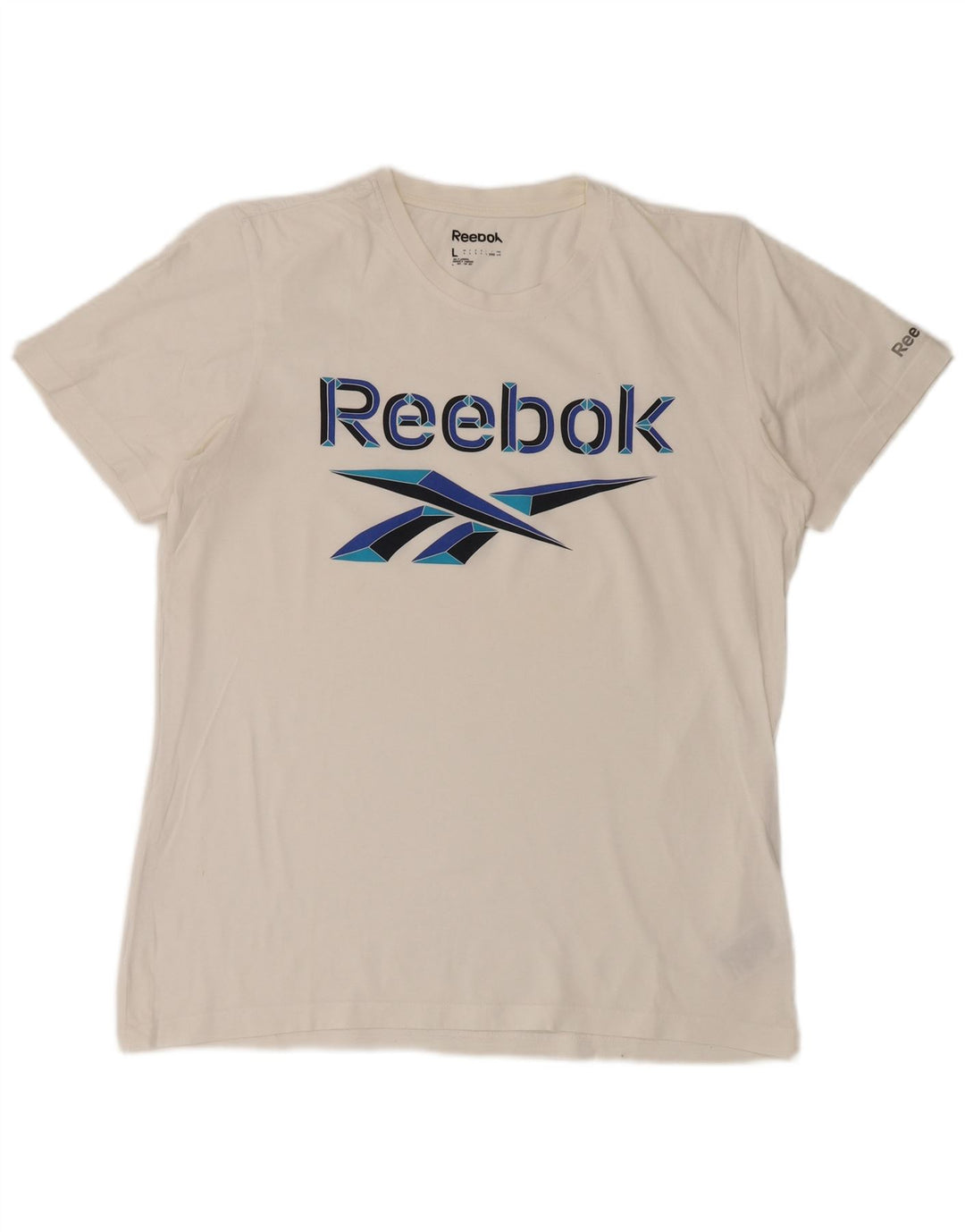 Ανδρικό γραφικό μπλουζάκι REEBOK Top μεγάλο λευκό βαμβακερό