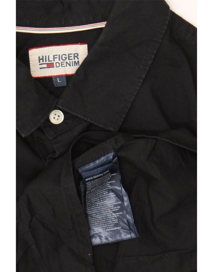 TOMMY HILFIGER Ανδρικό πουκάμισο μεγάλο μαύρο βαμβακερό