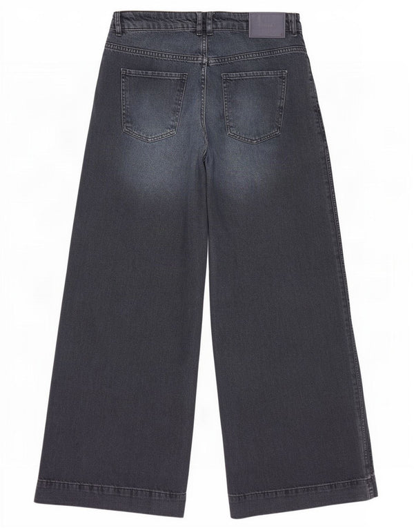 Zara γυναικείο ψηλό ψηλό φαρδύ τζιν EU 40 Medium W30 L32 Navy Blue Cotton
