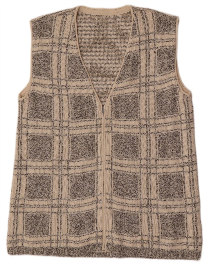 Vintage Ανδρικό Αμάνικο Ζακέτα πουλόβερ Small Grey Check