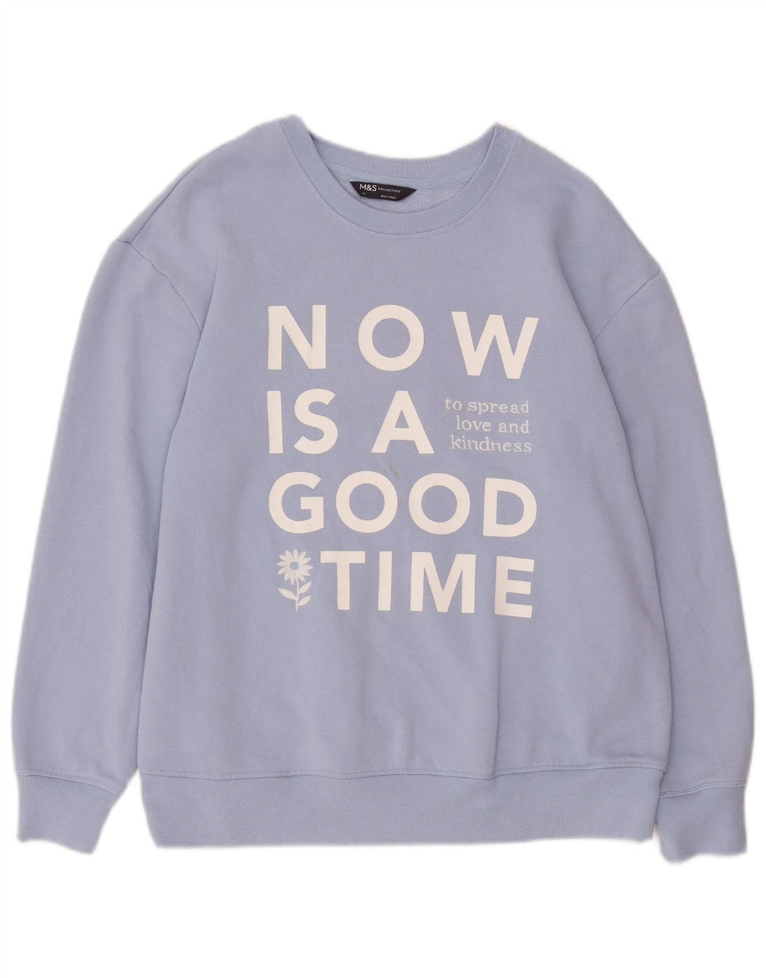 Marks & Spencer Γυναικεία γραφική φούτερ Jumper UK 14 μεγάλο μπλε βαμβακερό