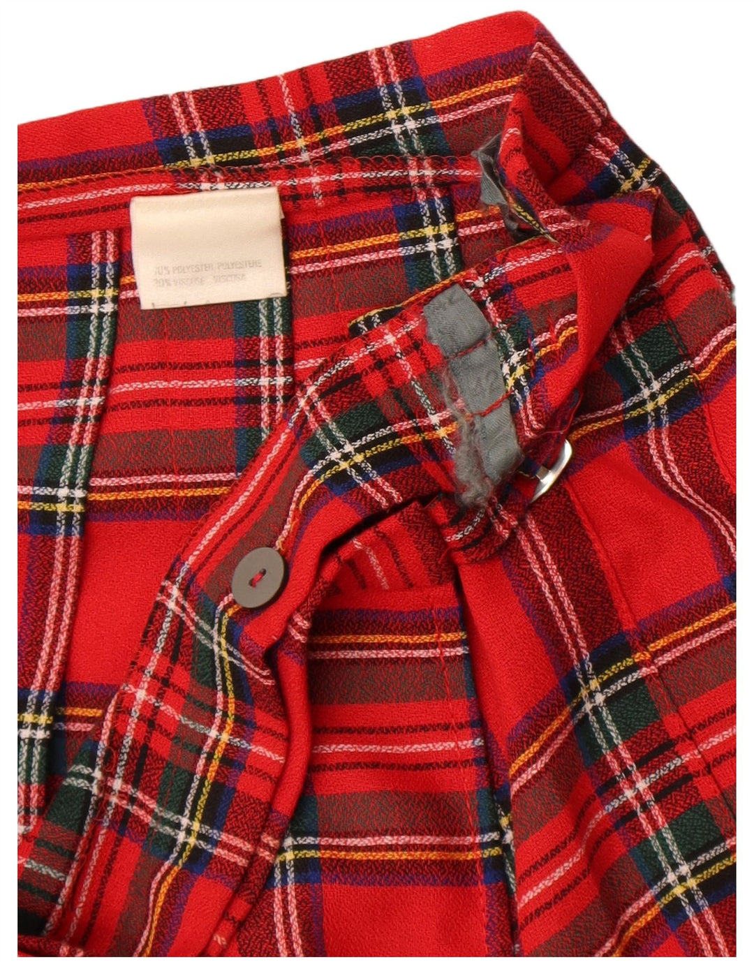 Vintage γυναικεία πλισέ φούστα IT 42 Medium W30 Red Check Polyester