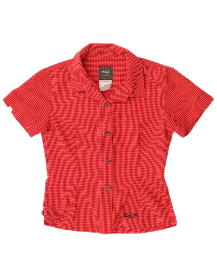 Jack Wolfskin Γυναικείο κοντομάνικο πουκάμισο UK 8 Small Red Check Polyester