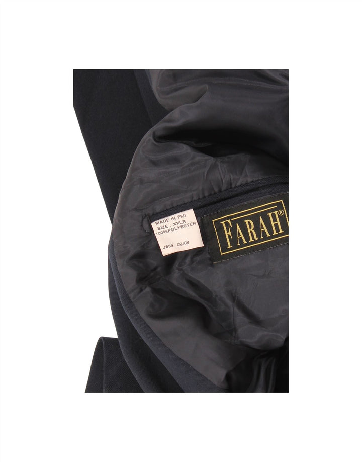 FARAH Mens 2 Button Blazer Jacket UK 44 2XL Navy Blue Polyester Vintage Farah and Second-Hand Farah from Messina Hembry 