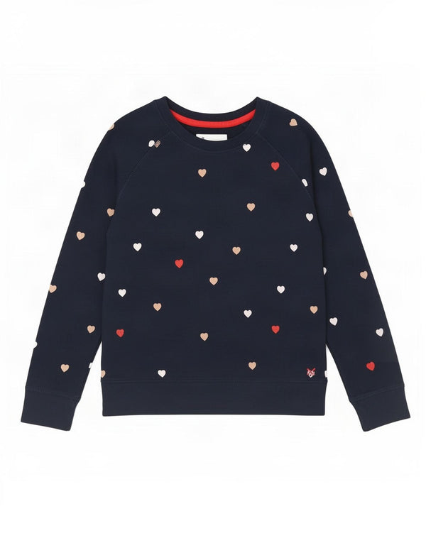 Crew Clothing Γυναικεία φούτερ Jumper UK 8 Small Navy Blue Heart
