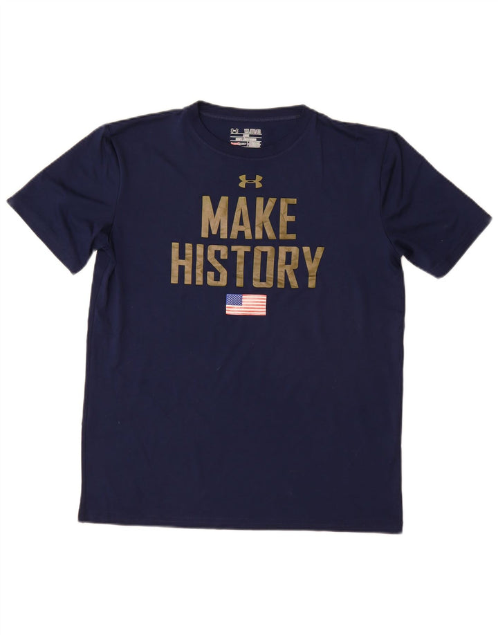 UNDER ARMOUR Boys φαρδύ γραφικό T-shirt 13-14 ετών XL Navy Blue