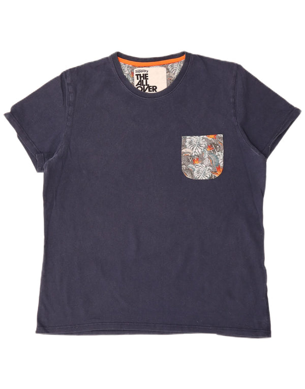 Superdry Ανδρικό γραφικό T-Shirt Top 2XL Μπλε βαμβακερό