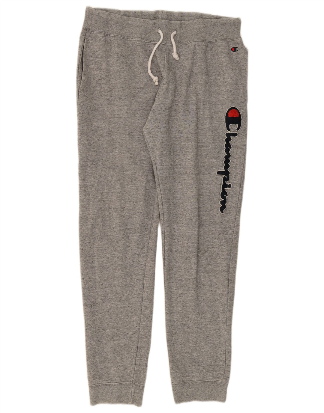 CHAMPION Mens Graphic Tracksuit Trousers Joggers Large Grey Flecked