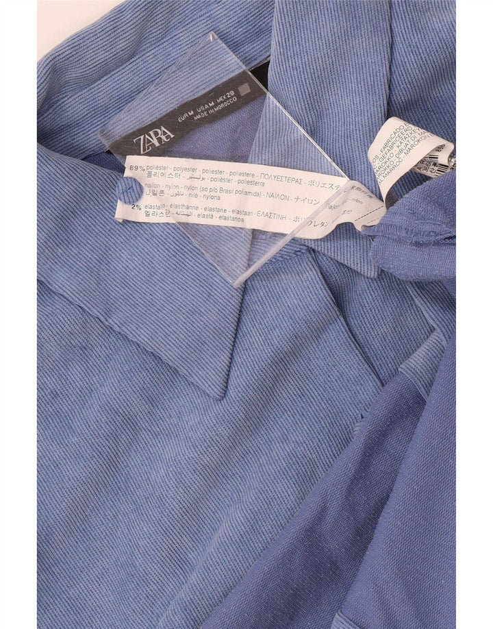 Zara Γυναικείο πουκάμισο Oversized Πουκάμισο UK 14 Medium Blue Polyester