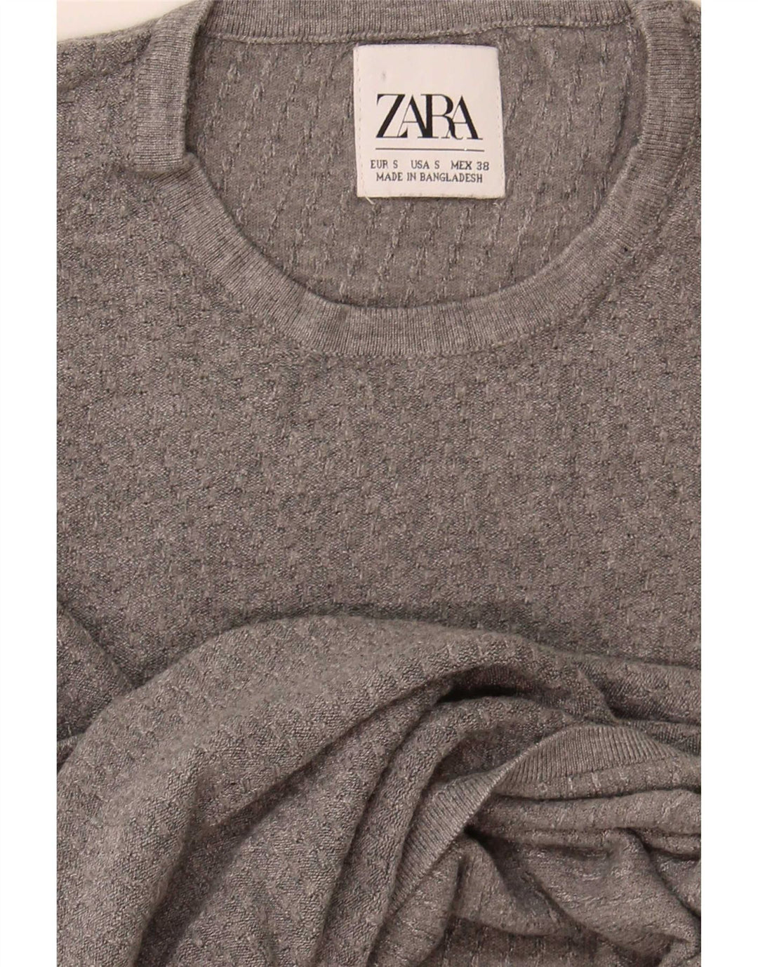 Ανδρικό πουλόβερ Zara Crew Neck Jumper Μικρό Γκρι