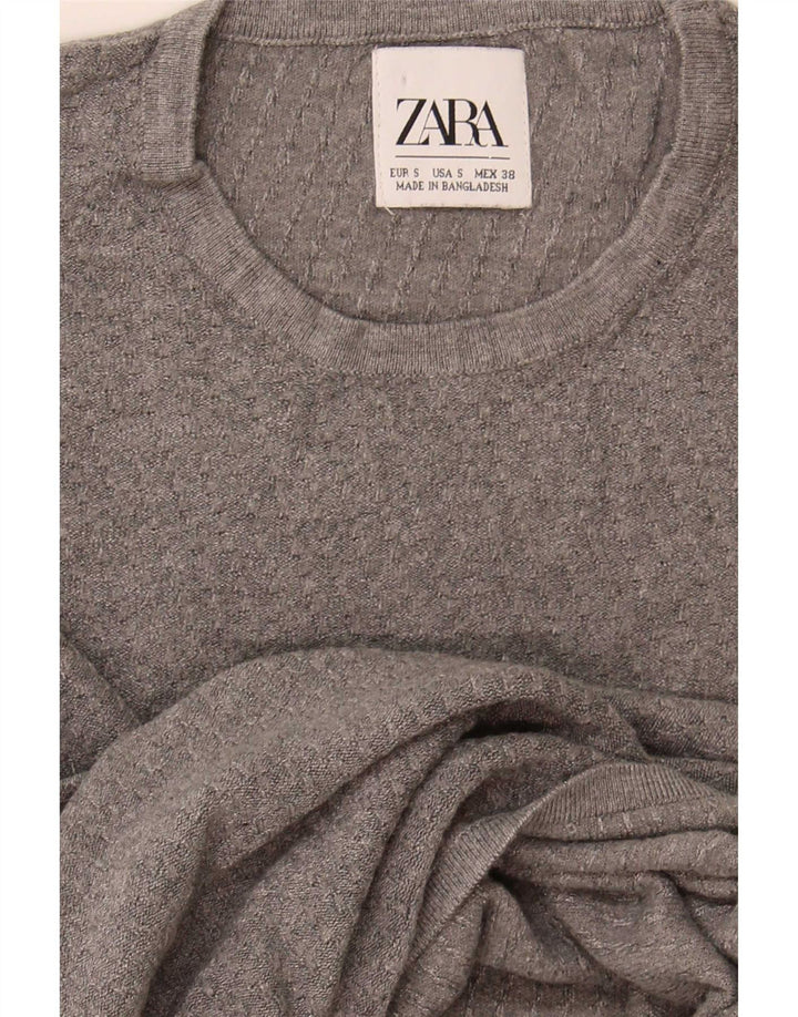 Ανδρικό πουλόβερ Zara Crew Neck Jumper Μικρό Γκρι