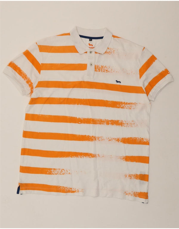 HARMONT & BLAINE Ανδρικό μπλουζάκι πόλο με στενή εφαρμογή 3XL λευκό βαμβακερό ριγέ